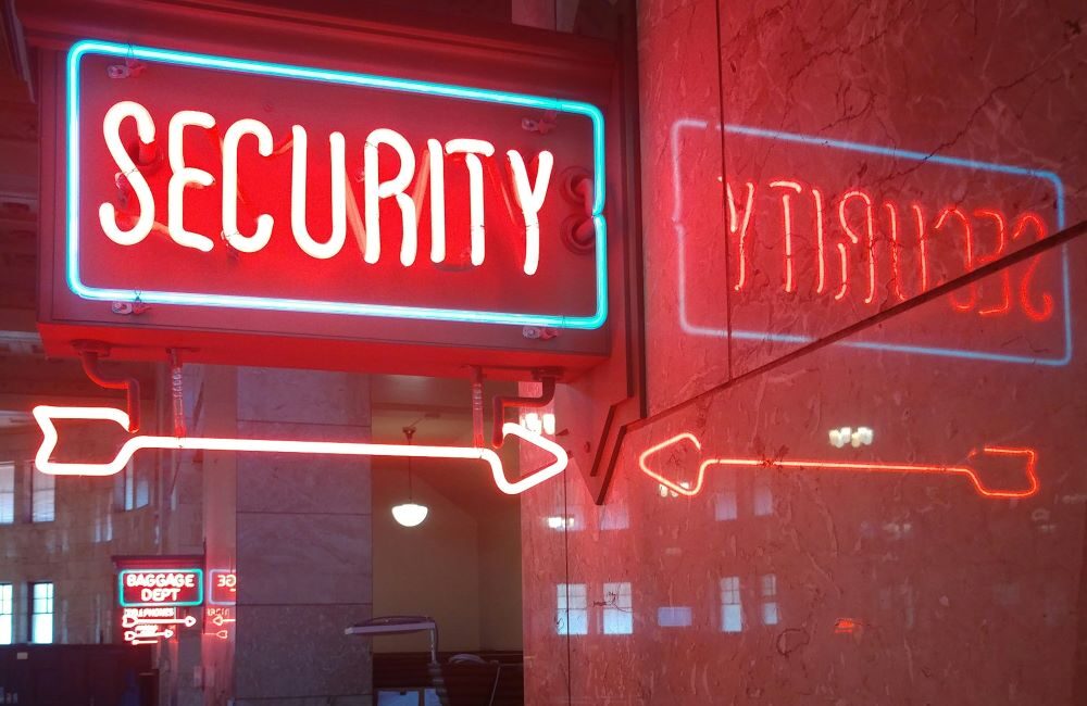 Neon "Security" Sign in red
